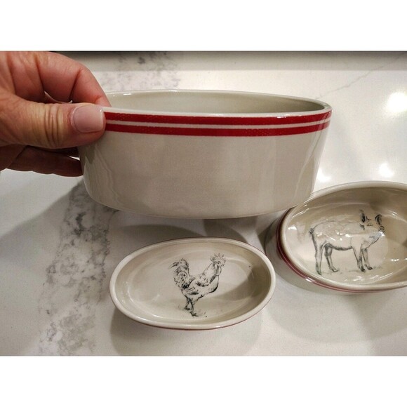 Creative Co-op M Chad Barrett Sheep Pig Rooster Bowl Farmhouse Nesting Ramekins - Picture 8 of 13